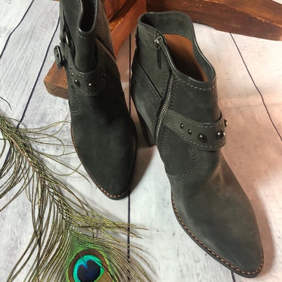 COACH Suede (EUC) Charcoal Short Boots, Size 10B - Picture 8 of 8